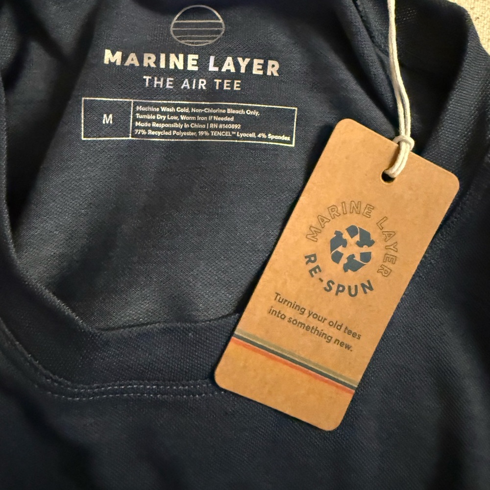 Marine Layer Re-Spun NWT Ultra-Soft "Air Crew Tee" in Vintage Indigo - Picture 2 of 8